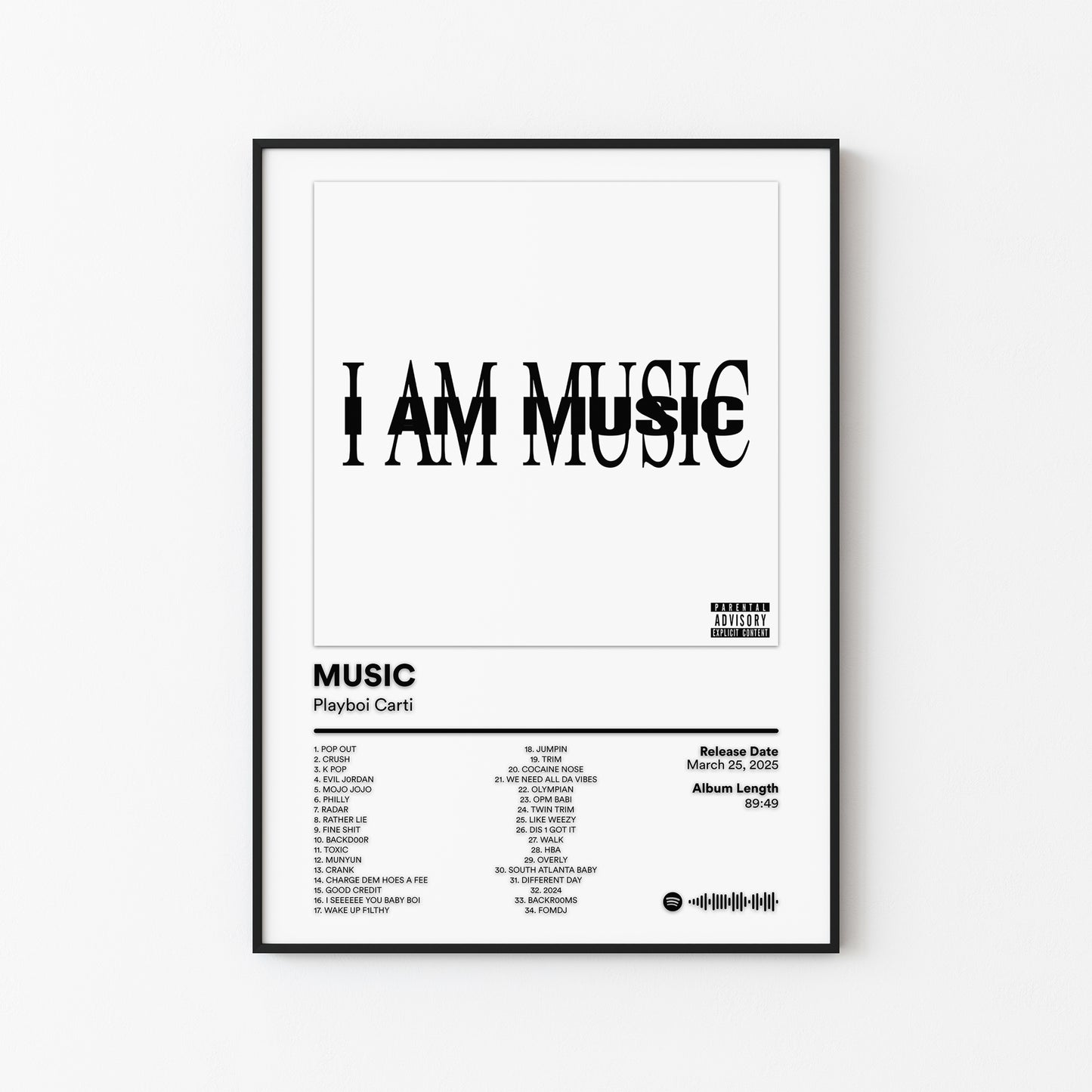 Playboi Carti MUSIC Album Poster