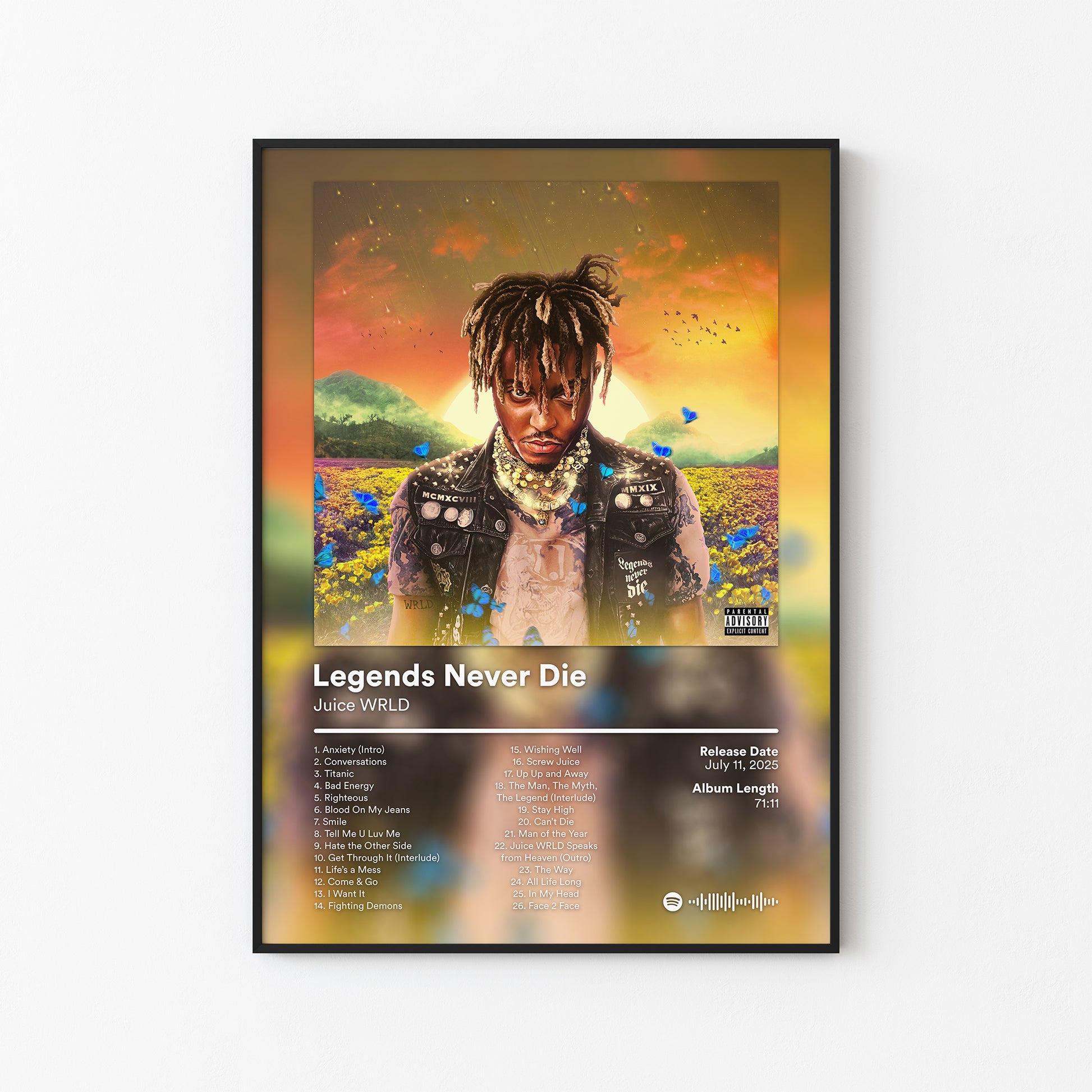 Juice WRLD Legends Never Die 5 Year Anniversary Edition Album Poster