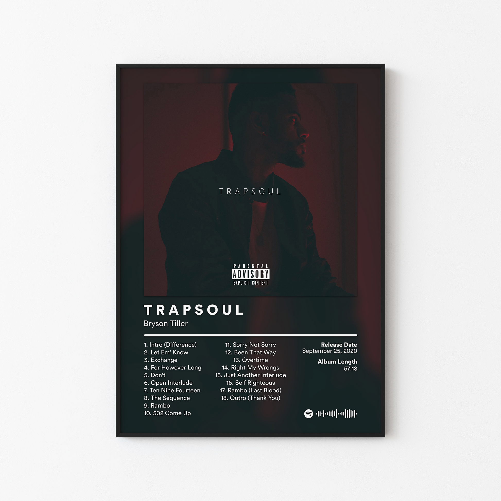 Bryson Tiller TRAPSOUL Album Poster