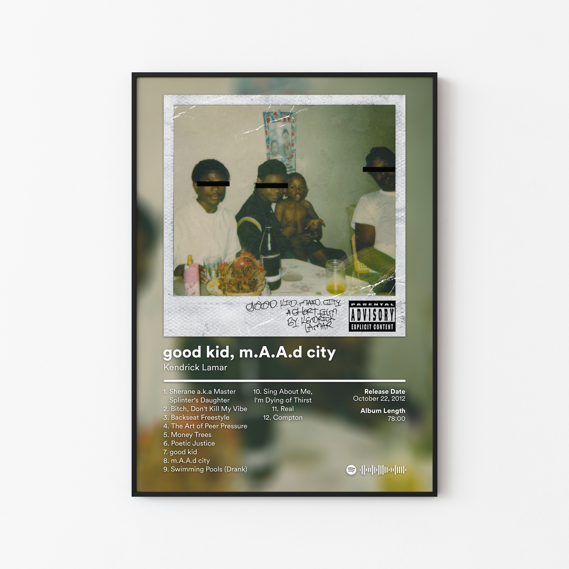 Kendrick Lamar good kid maad city Album Poster