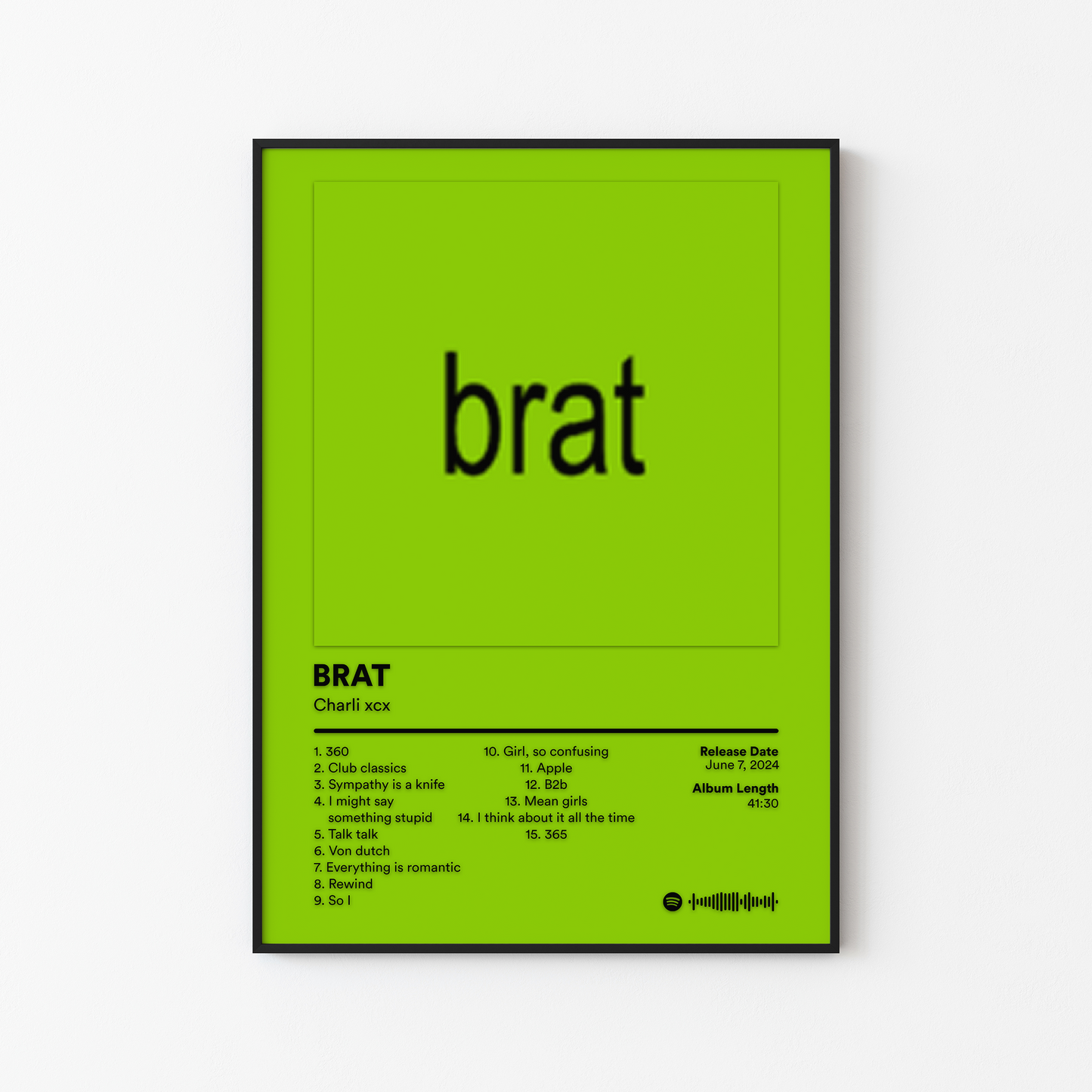 Charli xcx BRAT Album Poster