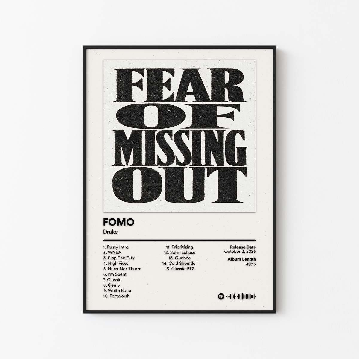 Drake FEAR OF MISSING OUT Album Poster