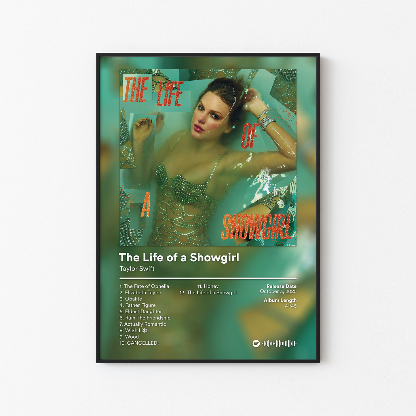 Taylor Swift The Life of a Showgirl Album Poster