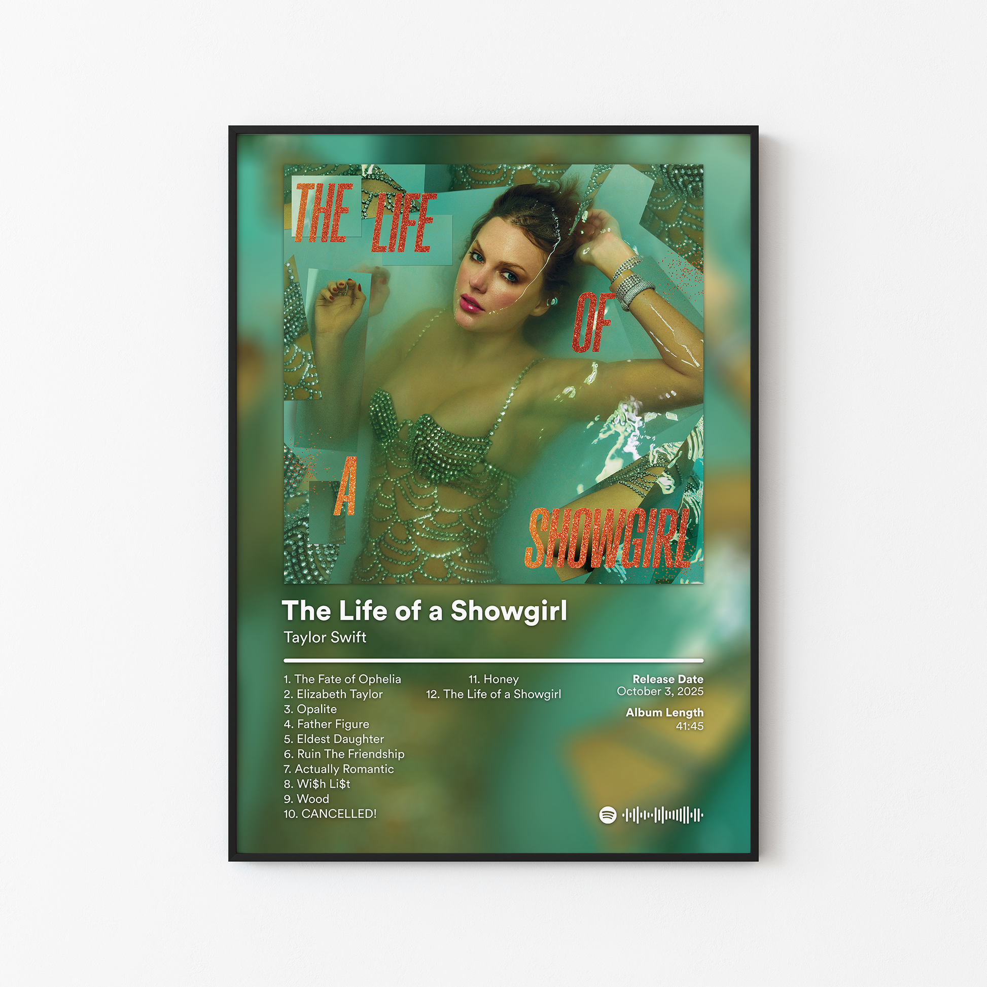 Taylor Swift The Life of a Showgirl Album Poster