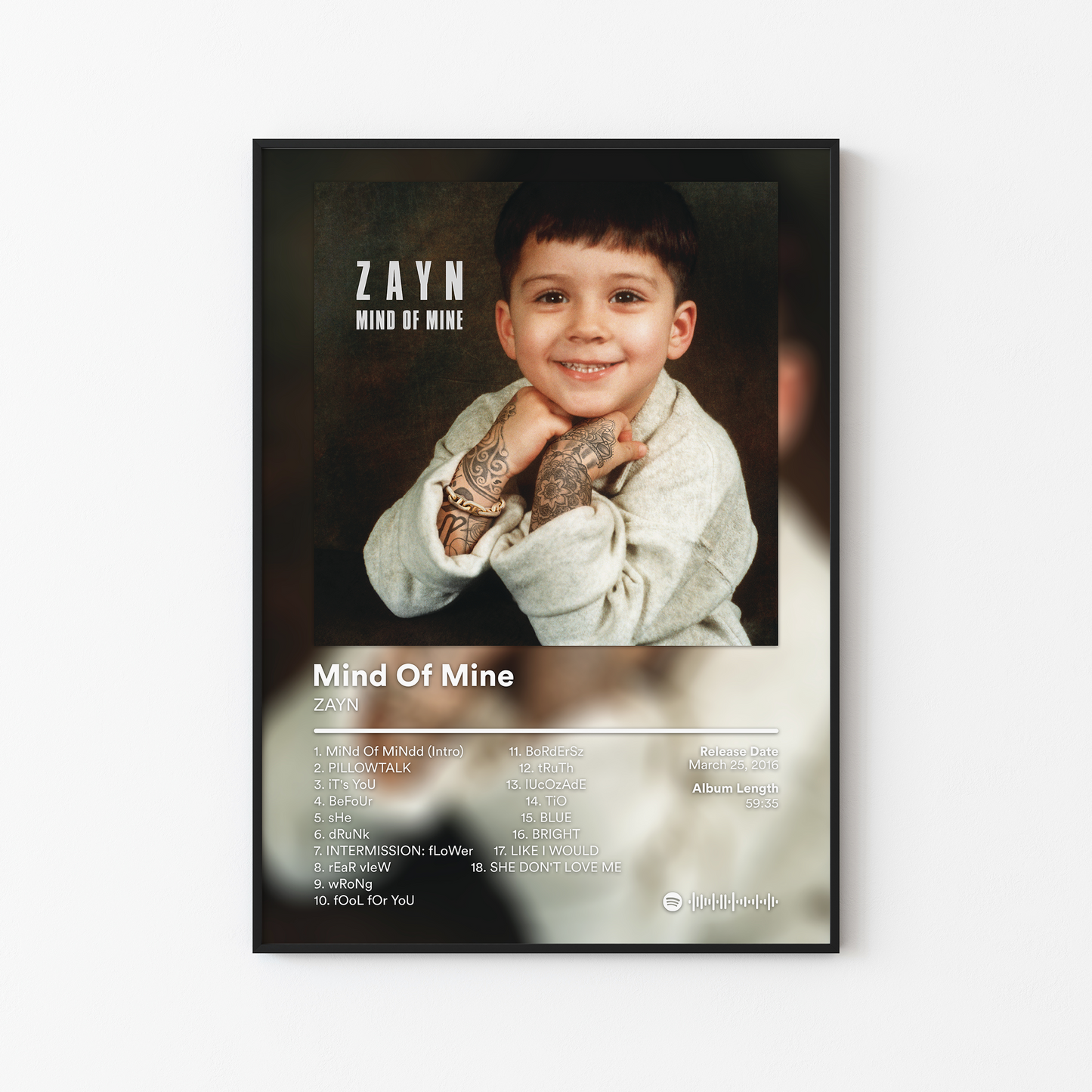 ZAYN Mind Of Mine Album Poster