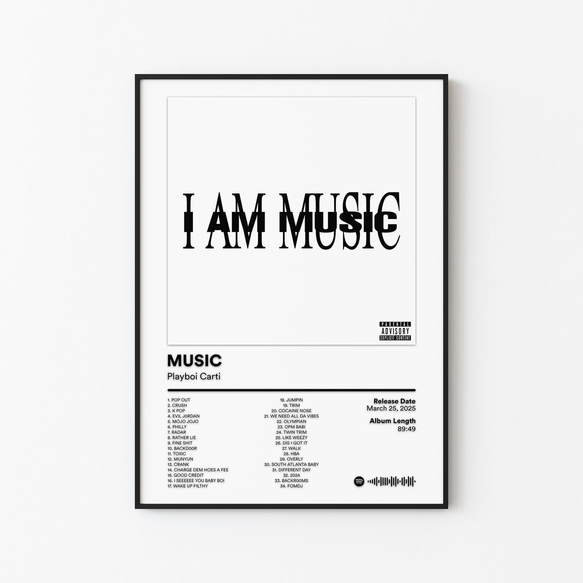 Playboi Carti MUSIC Album Poster