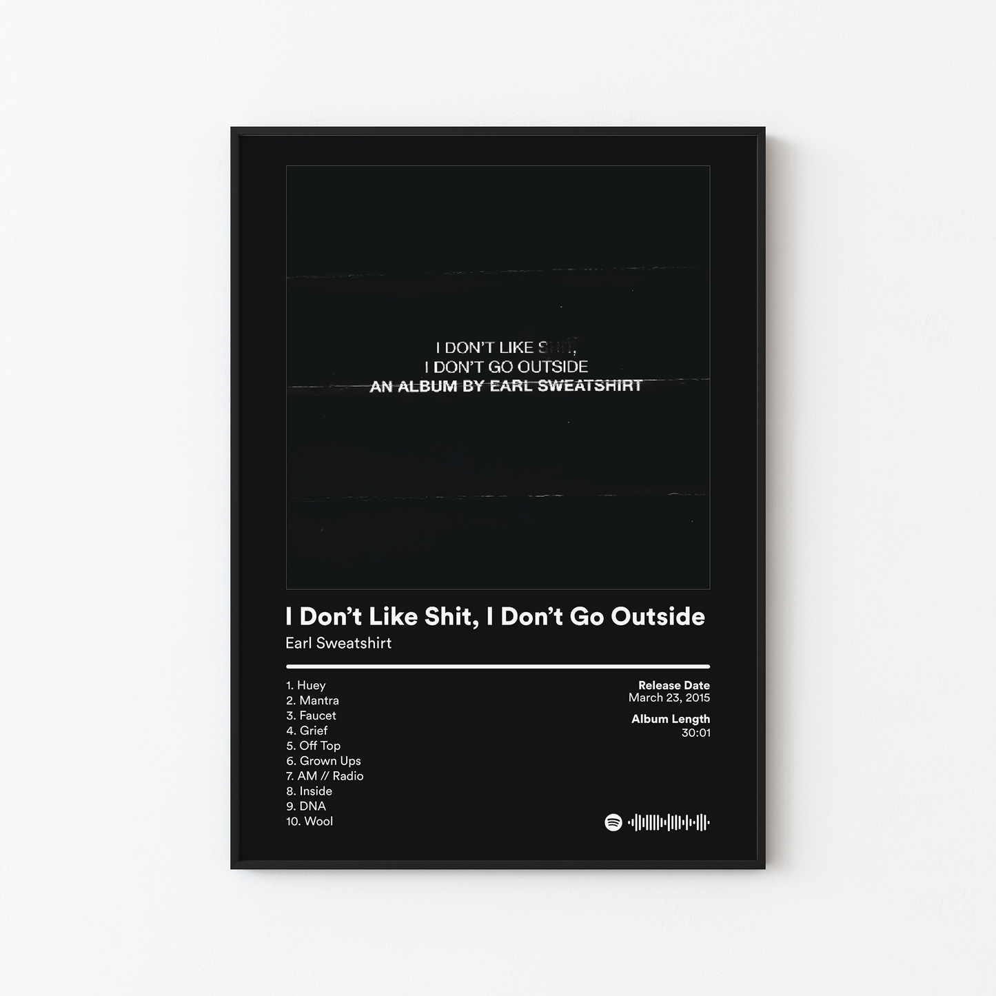 Earl Sweatshirt I Dont Like Shit I Dont Go Outside Album Poster