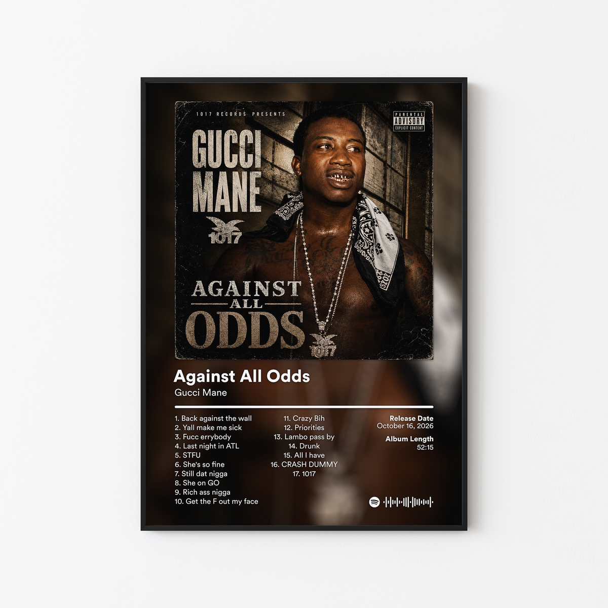 Gucci Mane Against All Odds Album Poster