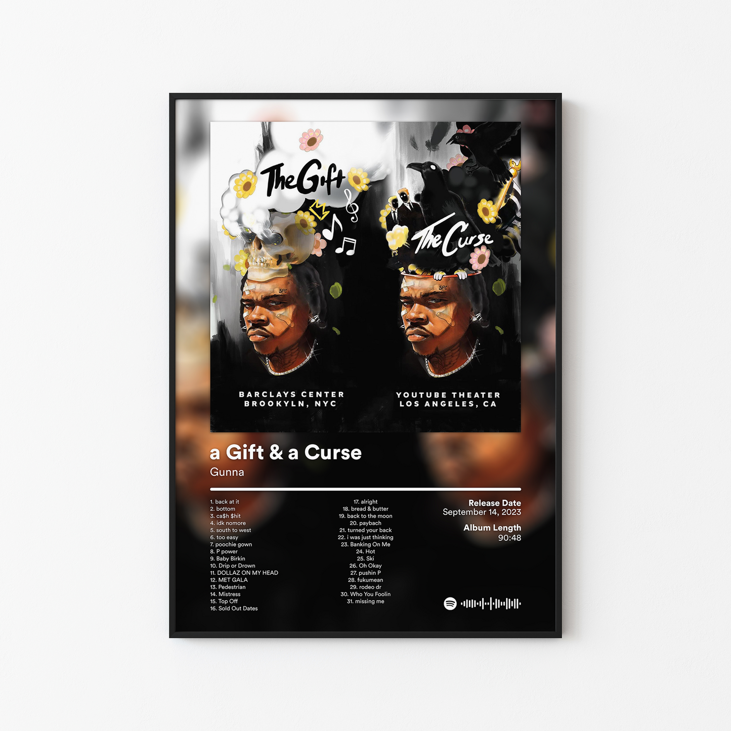 Gunna a Gift and a Curse Setlist Album Poster