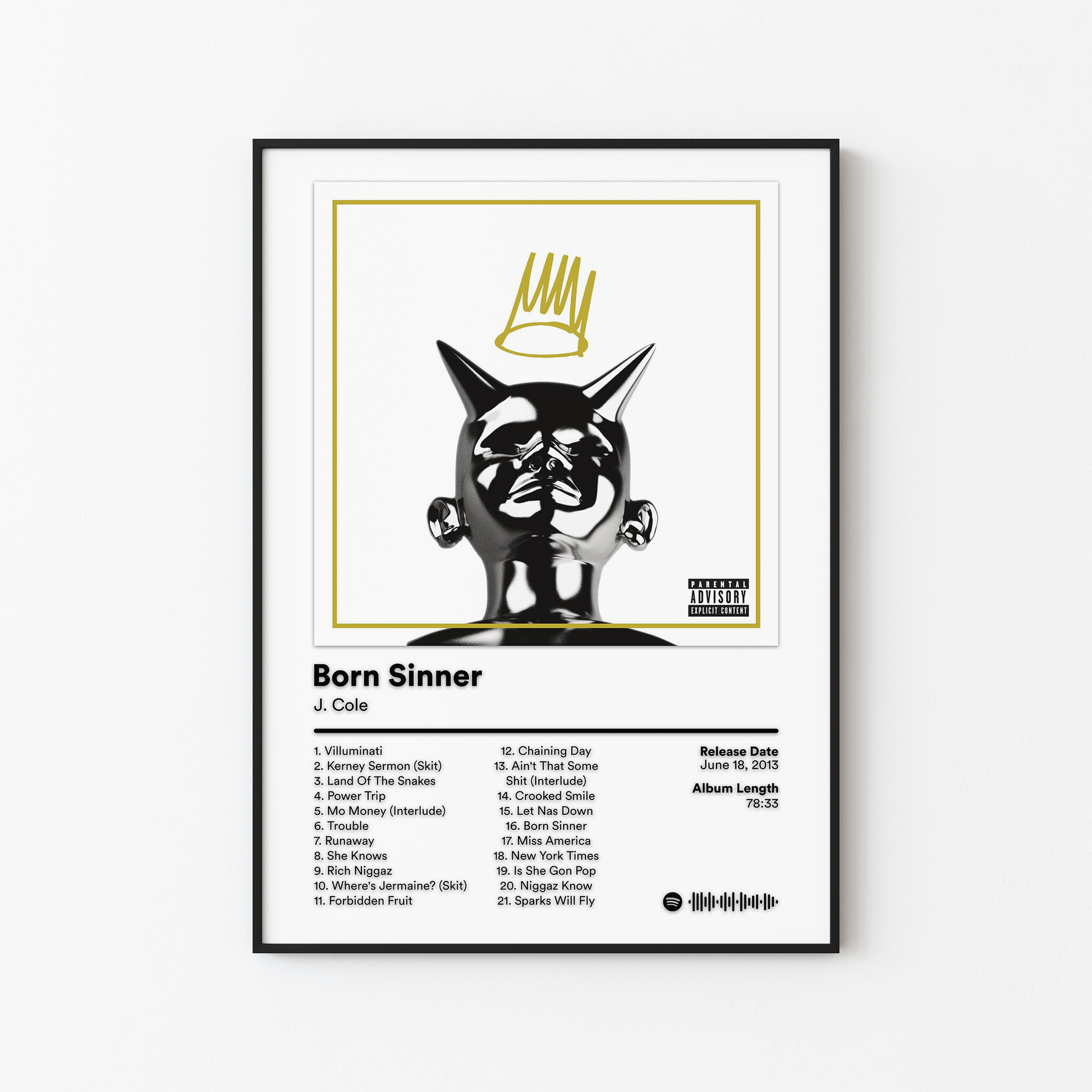 J. Cole Born Sinner Album Poster