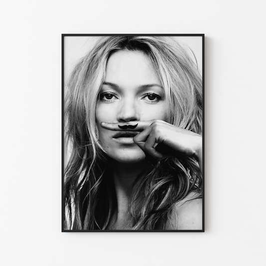 Kate Moss Moustache Poster