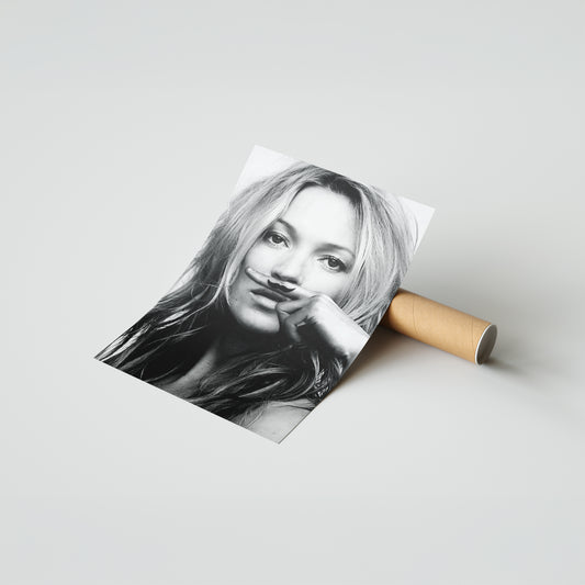 Kate Moss Moustache Poster