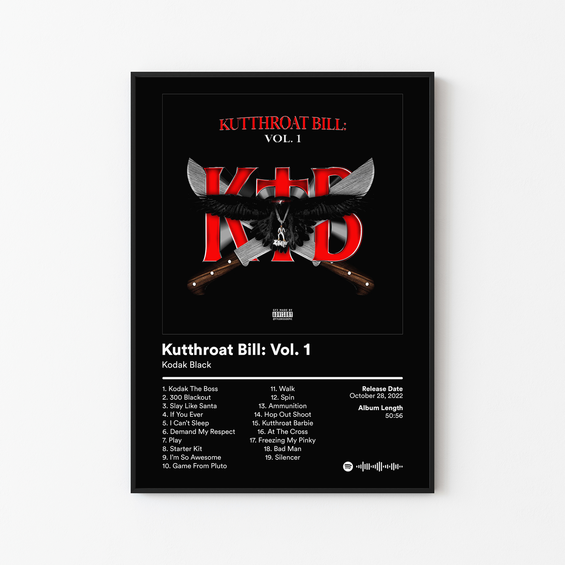 Kodak Black Kutthroat Bill Vol 1 Album Poster