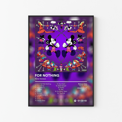 Nine Vicious FOR NOTHING Album Poster