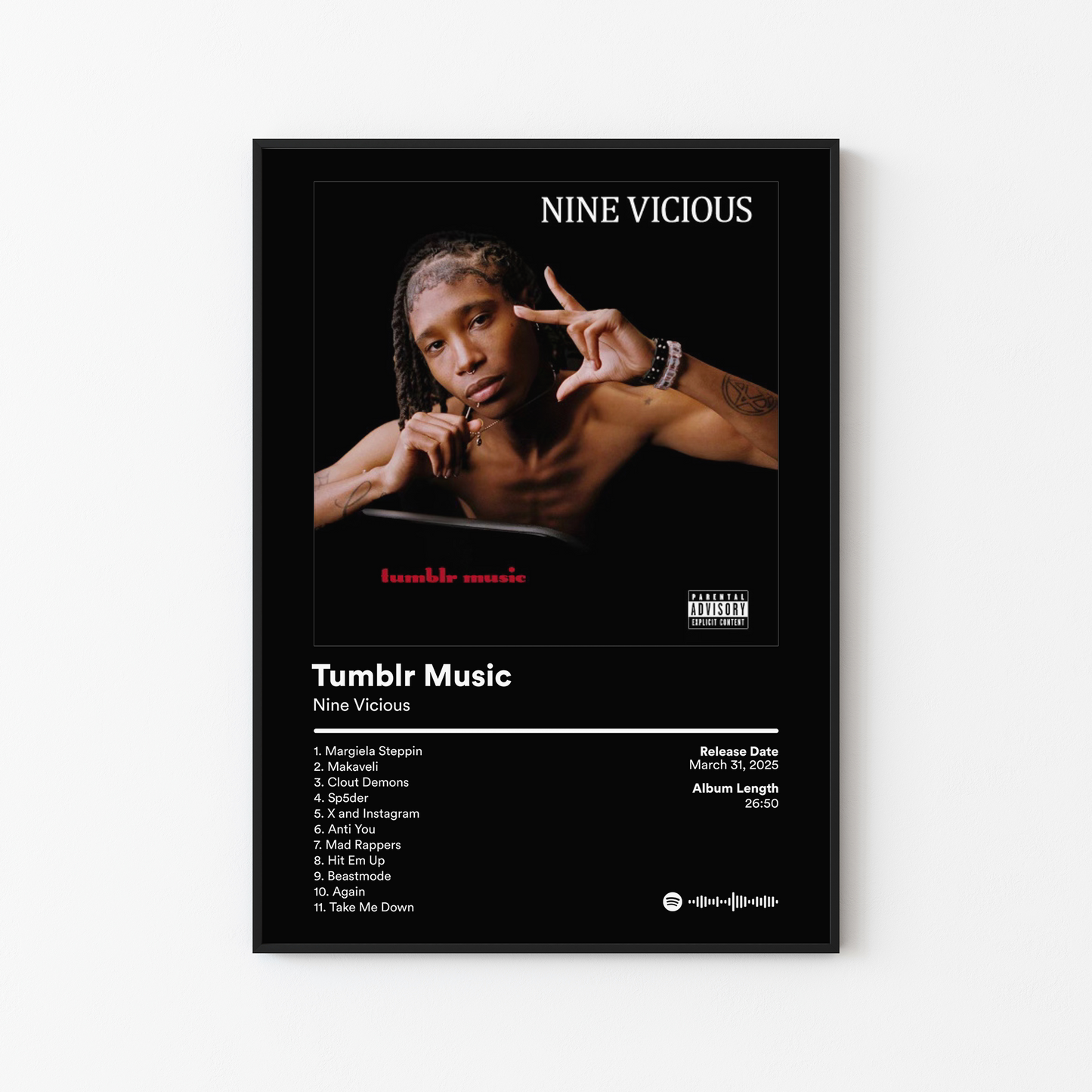 Nine Vicious Tumblr Music Album Poster
