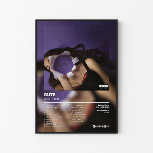 Olivia Rodrigo GUTS spilled Album Poster
