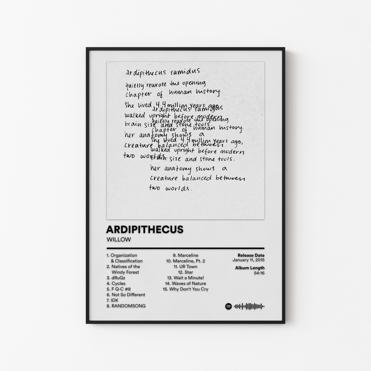 WILLOW ARDIPITHECUS Album Poster