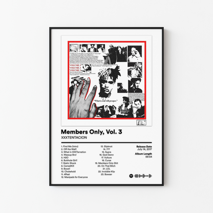 XXXTENTACION Members Only Vol 3 Album Poster