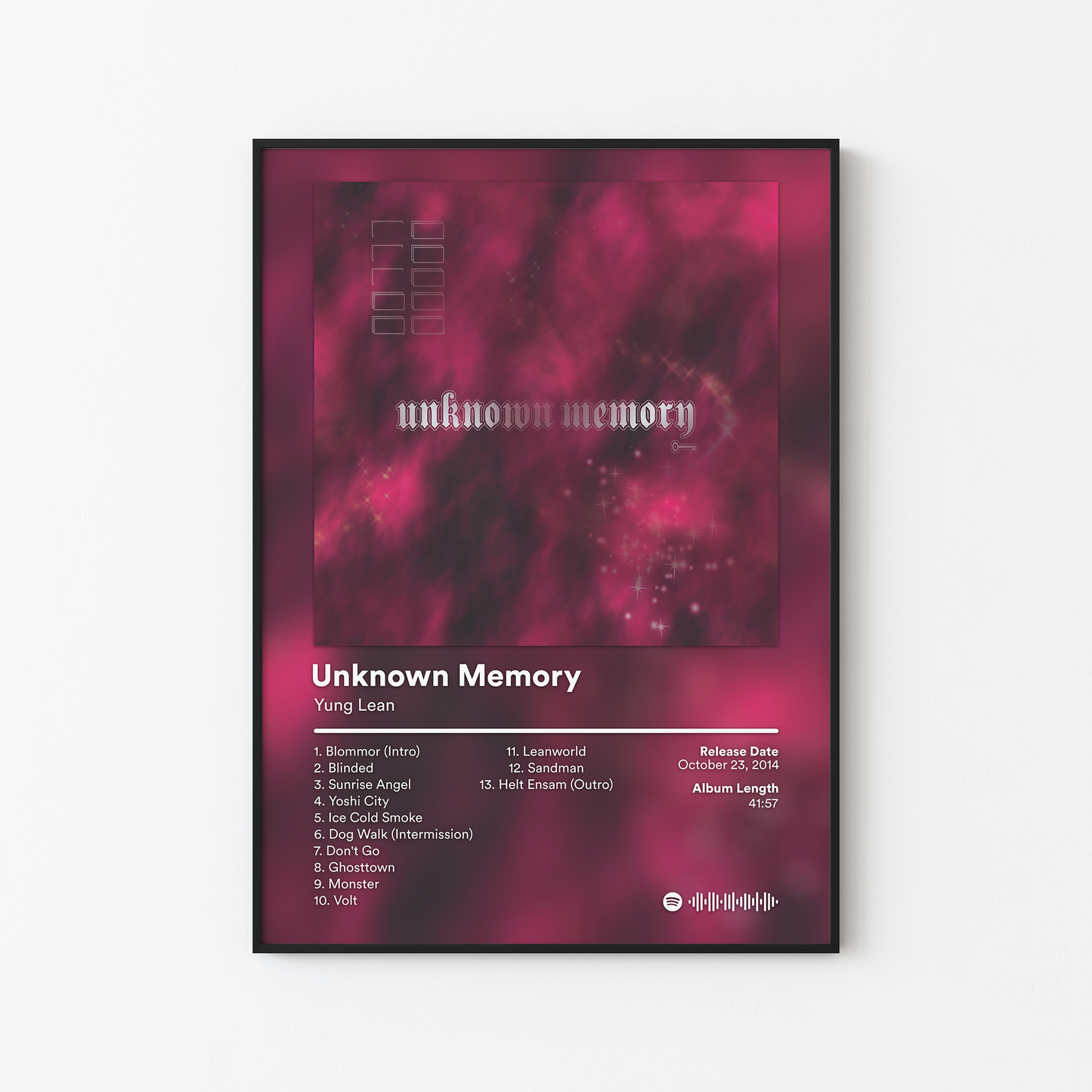 Yung Lean Unknown Memory Album Poster