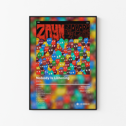 ZAYN Nobody Is Listening Album Poster